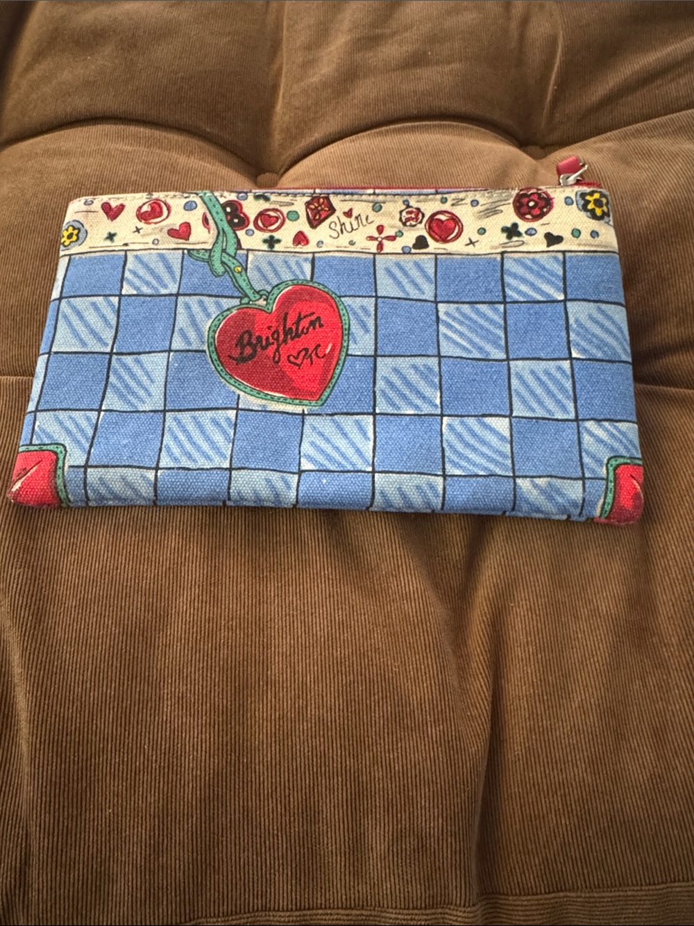 Brighton Blue Checkerboard Heart Wristlet